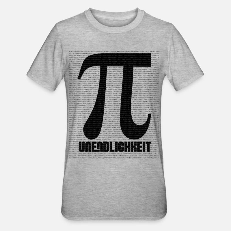 Pi Zeichen aus Zahlenmuster - Unisex Polycotton T-Shirt - Grau meliert