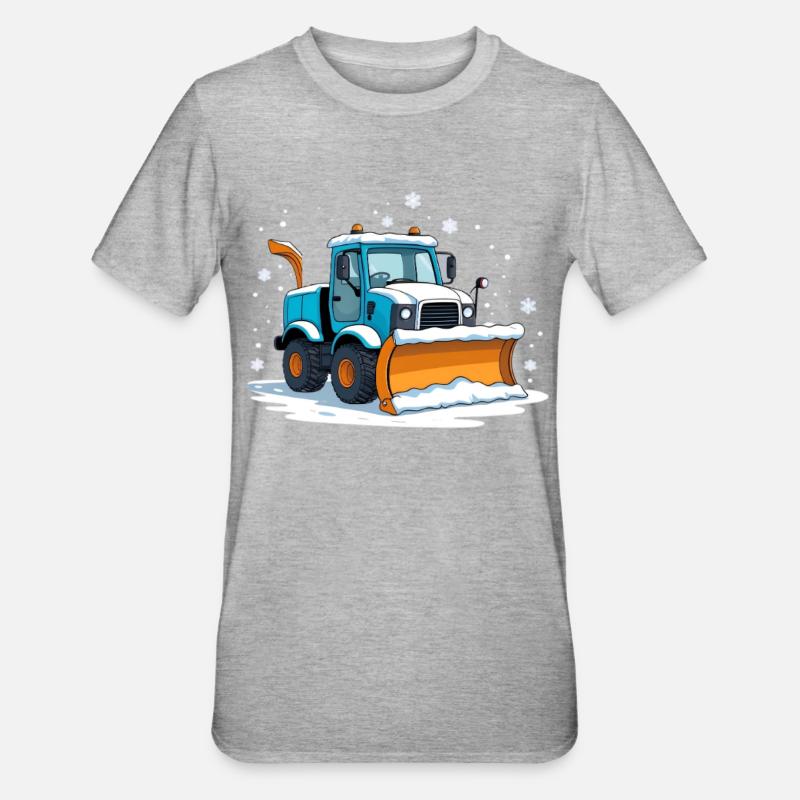 Chasse-neige de dessins animés bleus - T-shirt polycoton Unisexe - gris chiné