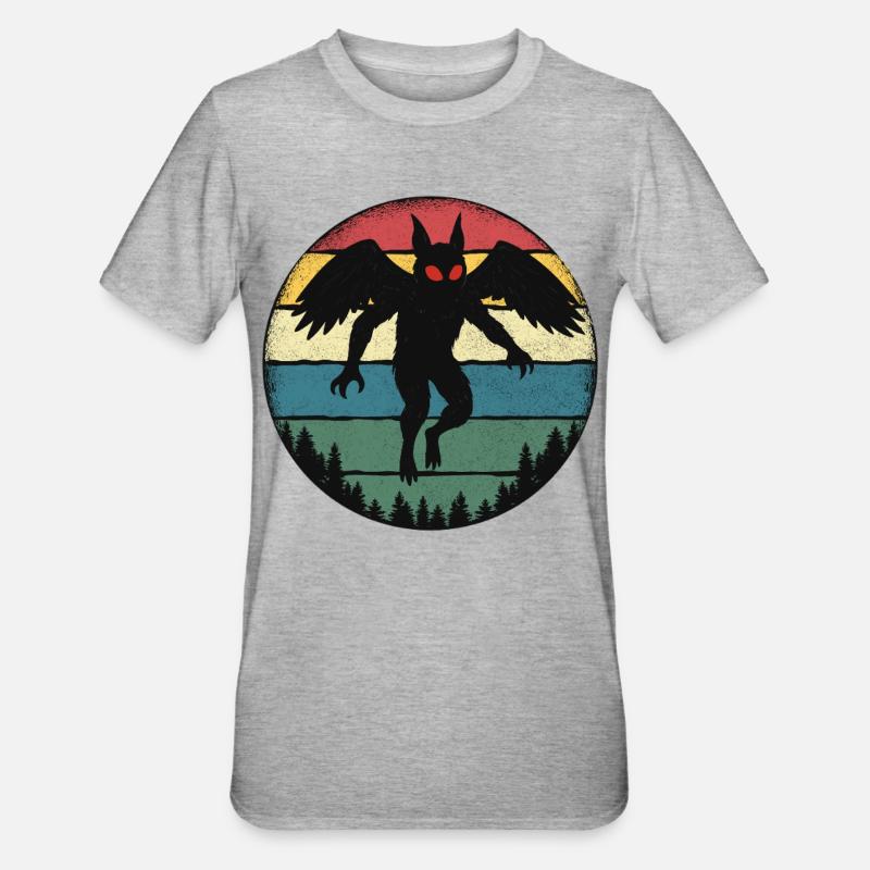 Mothman Retro Cryptid Legend - T-shirt polycoton Unisexe - gris chiné