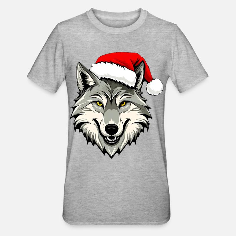 Loup de Noël - T-shirt polycoton Unisexe - gris chiné