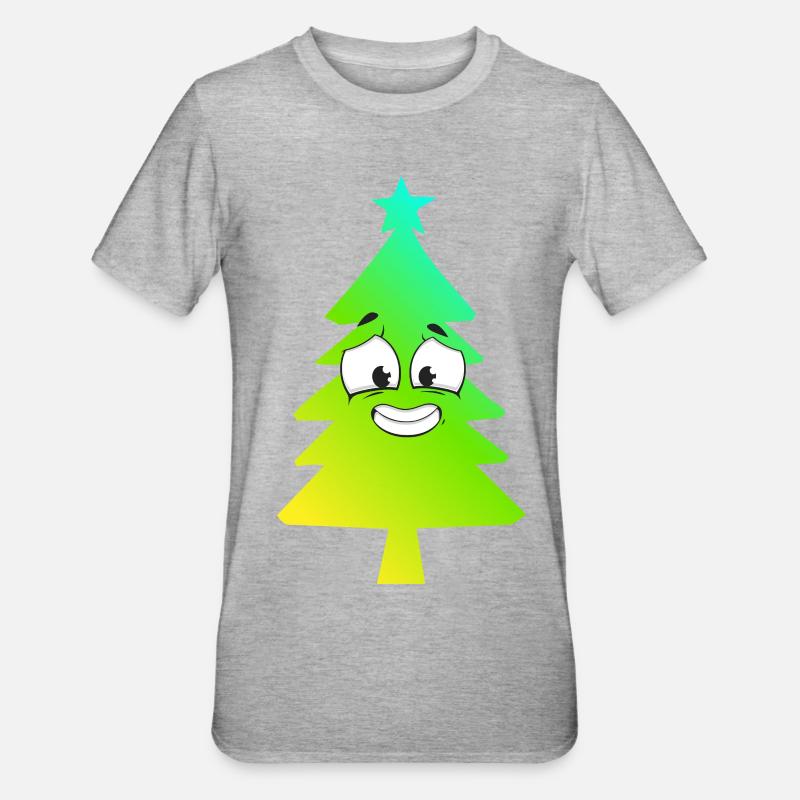 Christmas Tree Gradient Smile - Unisex Polycotton T-Shirt - heather grey