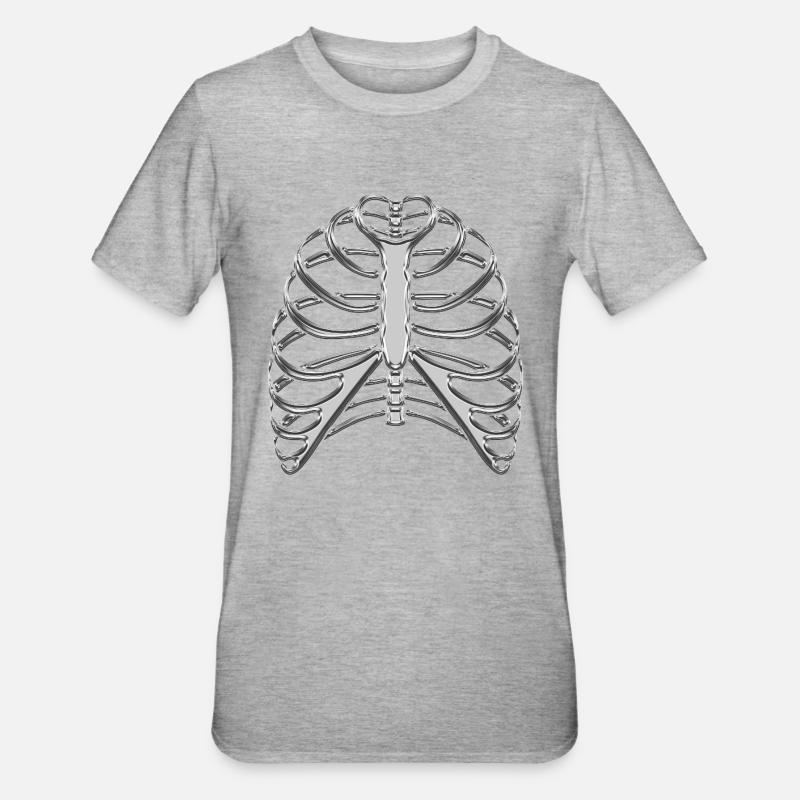 Cage thoracique chromée / Côtes squelettes - T-shirt polycoton Unisexe - gris chiné