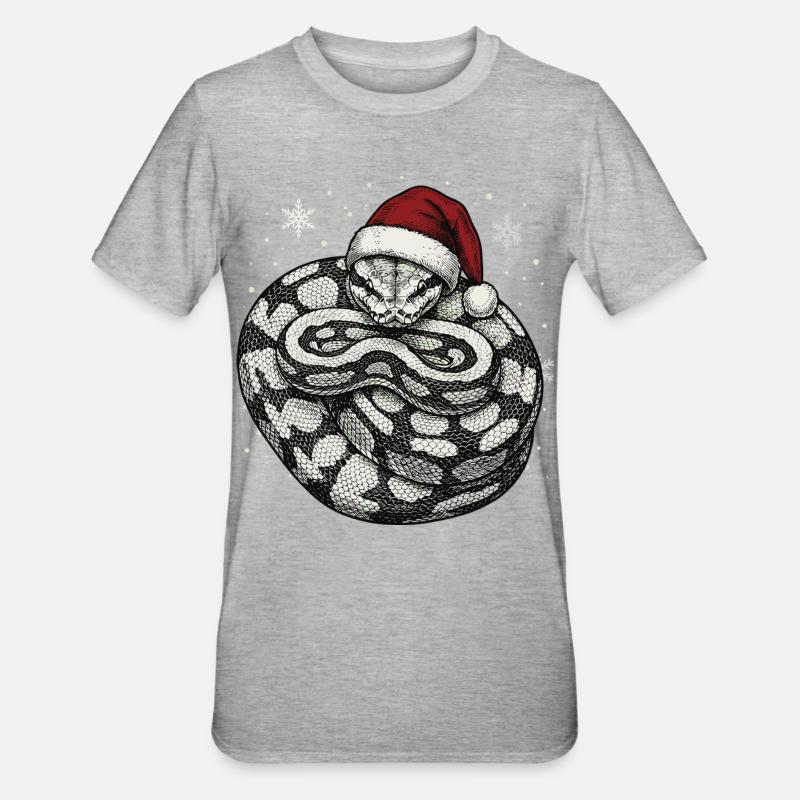 Königspython Weihnachten Ball Python Schlange - Unisex Polycotton T-Shirt - Grau meliert
