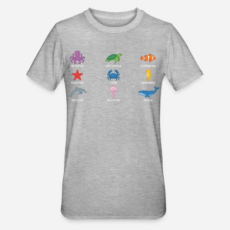 Conception de la faune sous-marine - T-shirt polycoton Unisexe - gris chiné