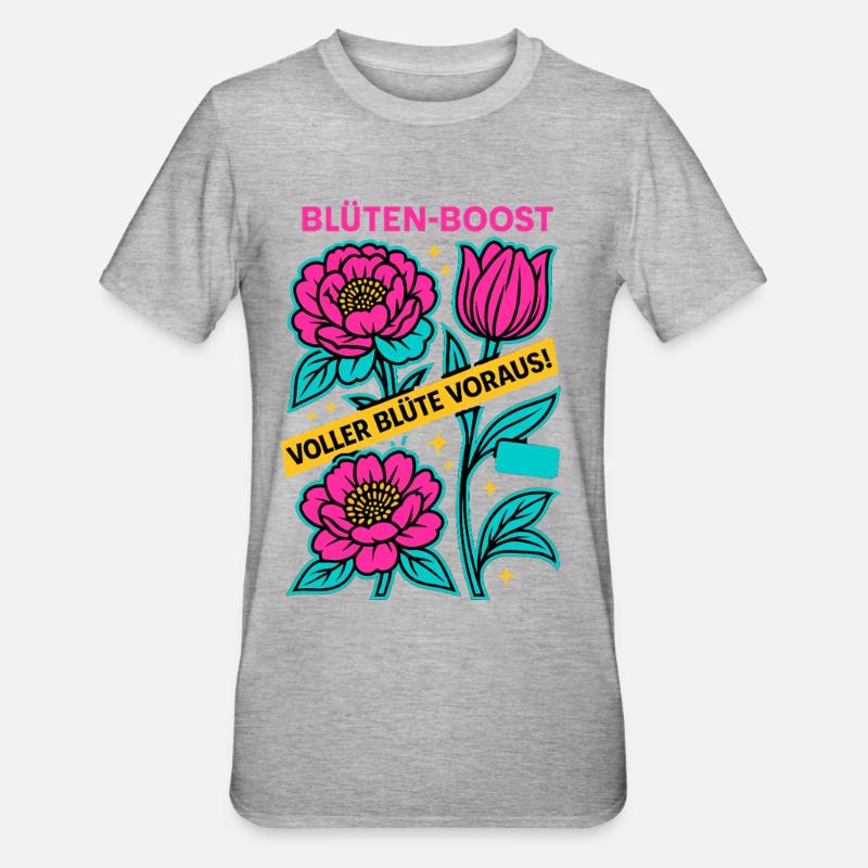 Blossom Boost, Spring Power, Blossom Ahead - Unisex Polycotton T-Shirt - heather grey