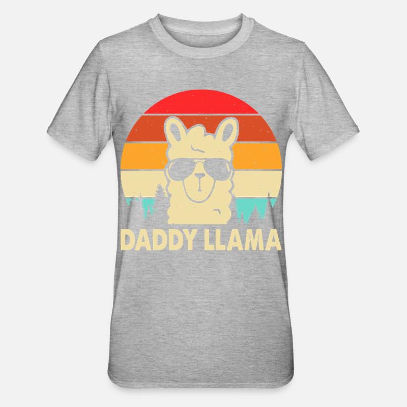 Papa Llama - T-shirt polycoton Unisexe - gris chiné