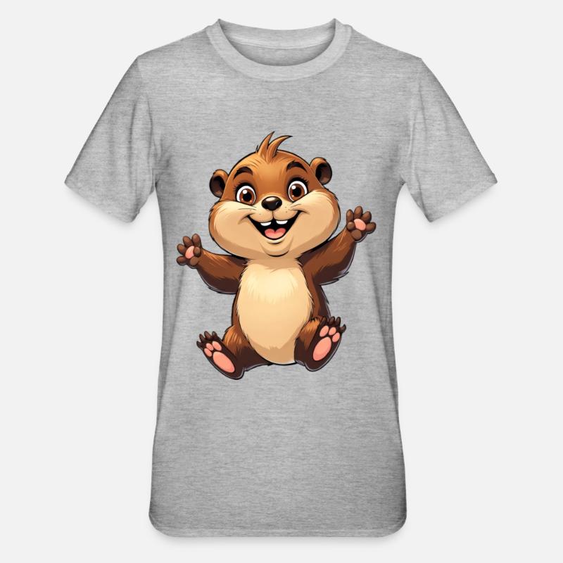 Fröhliches Eichhörnchen Design - Unisex Polycotton T-Shirt - Grau meliert