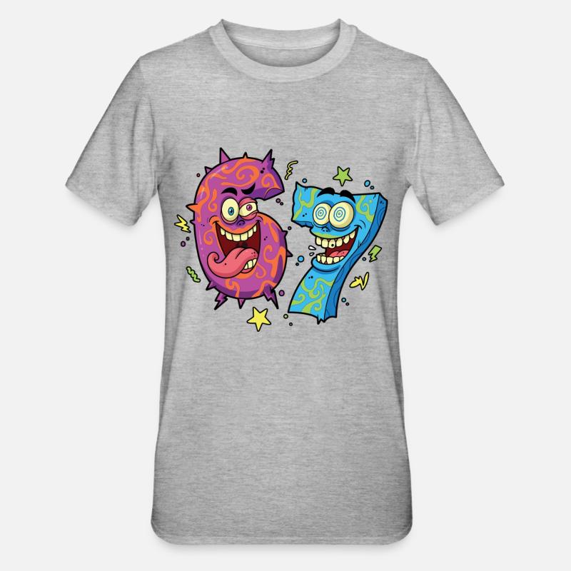 Six Sept Monstres - T-shirt polycoton Unisexe - gris chiné