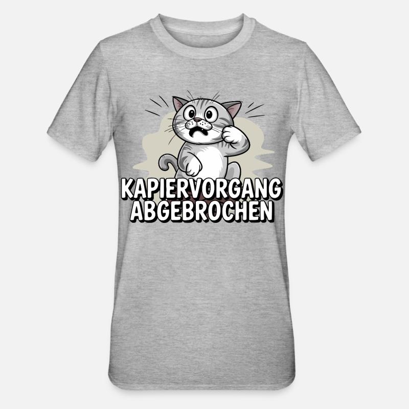 Processus de copie abandonné – chat confus - T-shirt polycoton Unisexe - gris chiné