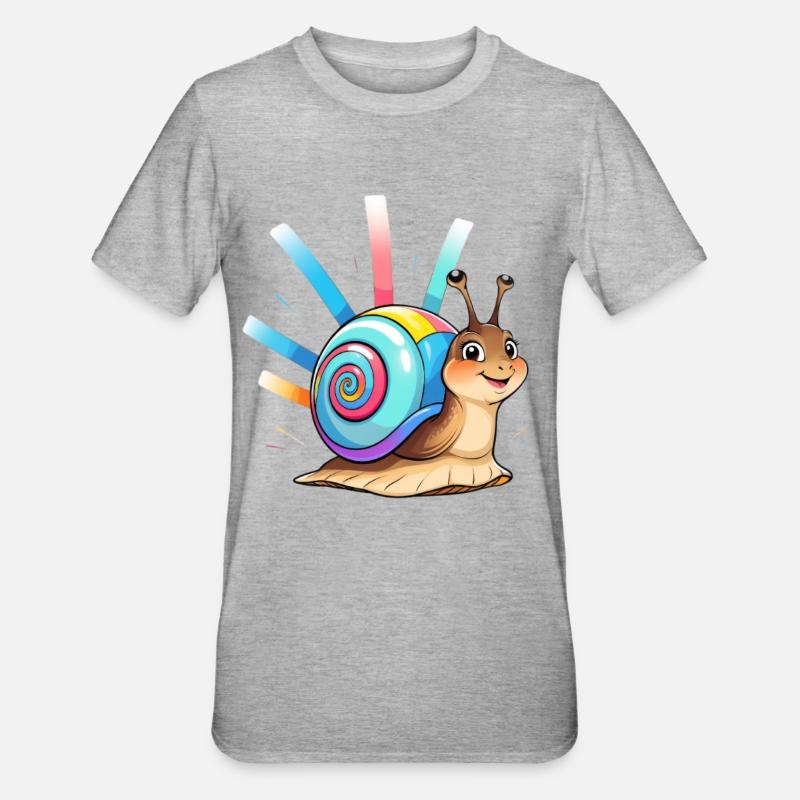 Regenbogen-Schnecke Farbexplosion - Unisex Polycotton T-Shirt - Grau meliert
