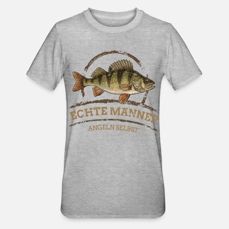 Vrais hommes – Pêche à l’auto-perchoir - T-shirt polycoton Unisexe - gris chiné