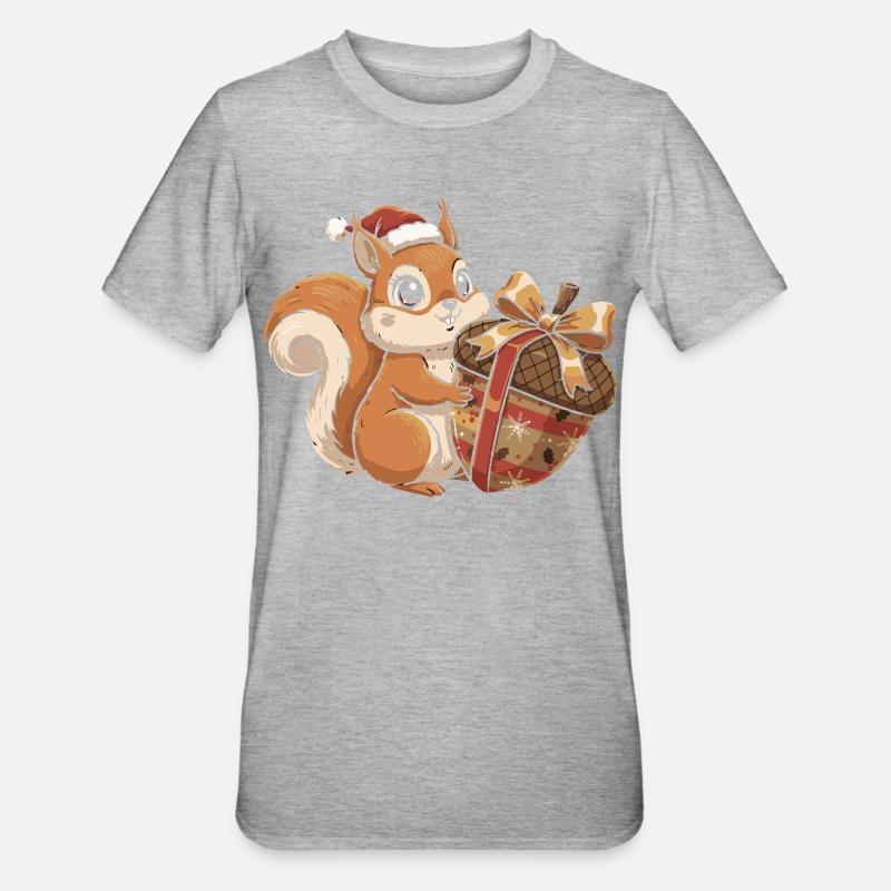 Winter Joy Squirrel Gift - Unisex Polycotton T-Shirt - heather grey