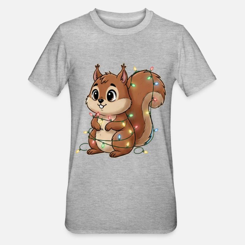 Lichterbehängtes Eichhörnchen - Unisex Polycotton T-Shirt - Grau meliert