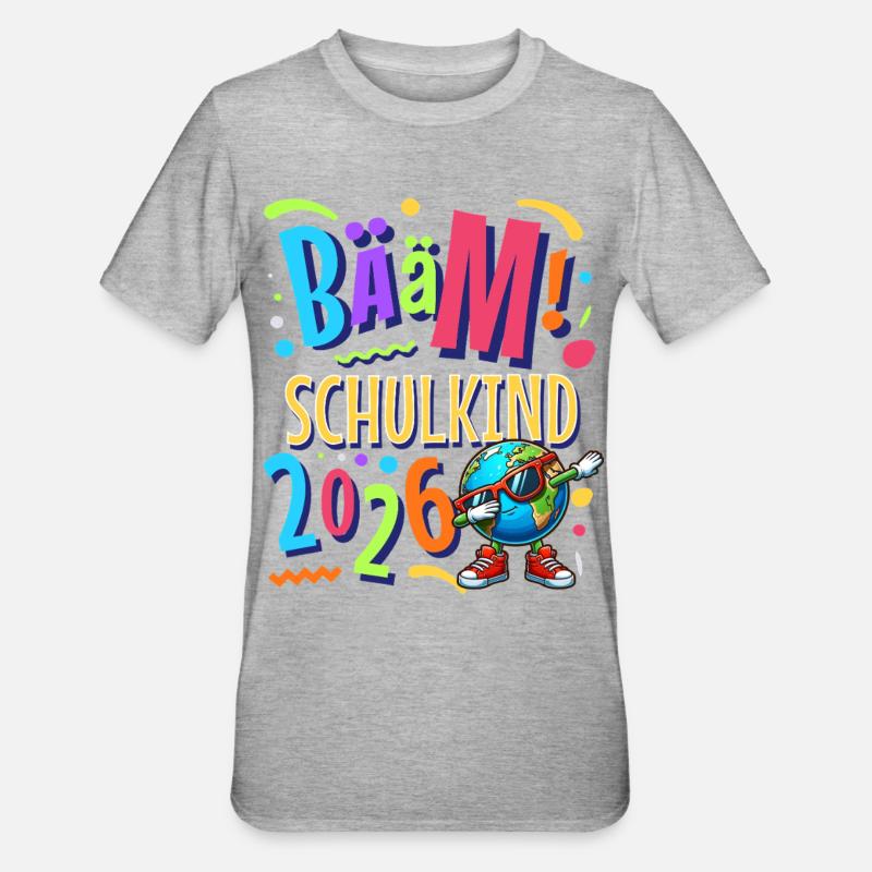 Bääm Schulkind 2026 - Unisex Polycotton T-Shirt - Grau meliert