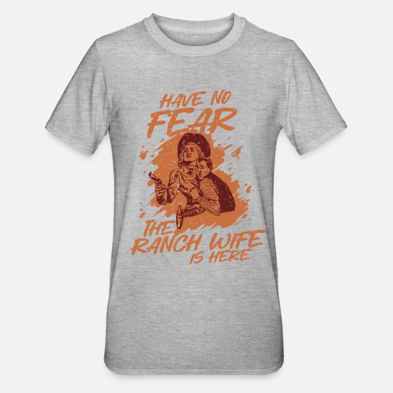Ehefrau eines Bauern Mutter - Unisex Polycotton T-Shirt - Grau meliert