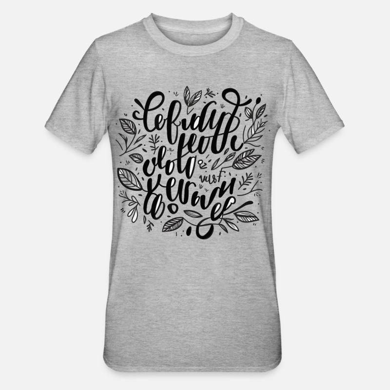 Lettrage manuel du feuillage - T-shirt polycoton Unisexe - gris chiné