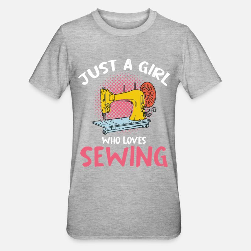 Nur ein Mädchen liebt Nähen - Unisex Polycotton T-Shirt - Grau meliert