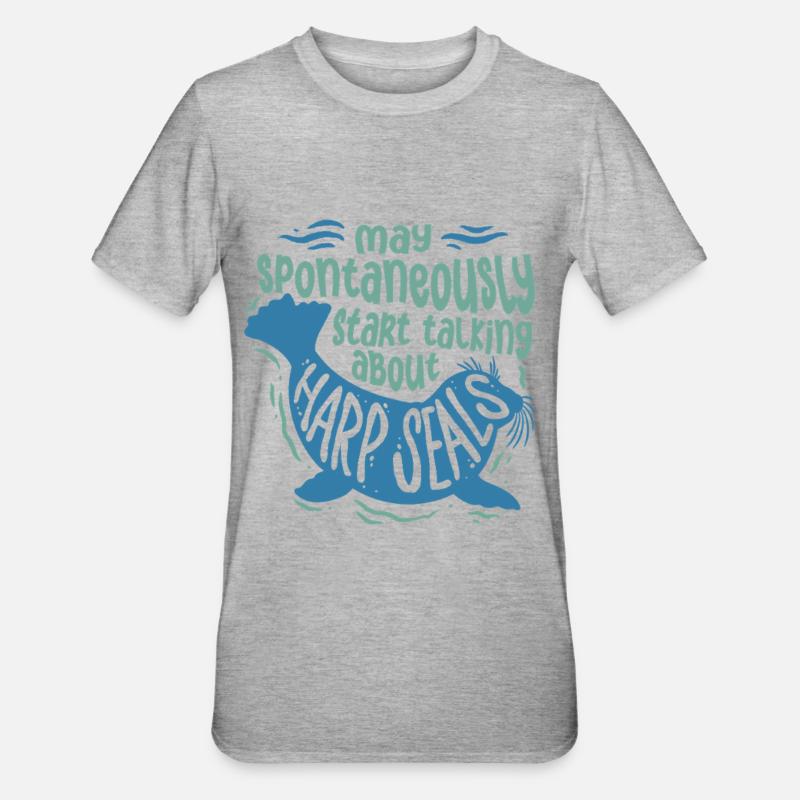 Sattelrobbe Robben - Unisex Polycotton T-Shirt - Grau meliert