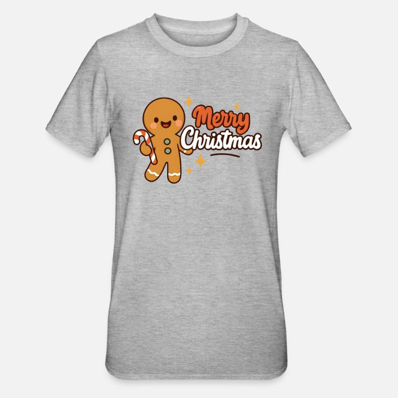 Gingembre Noël Mignon Candy Cane - T-shirt polycoton Unisexe - gris chiné