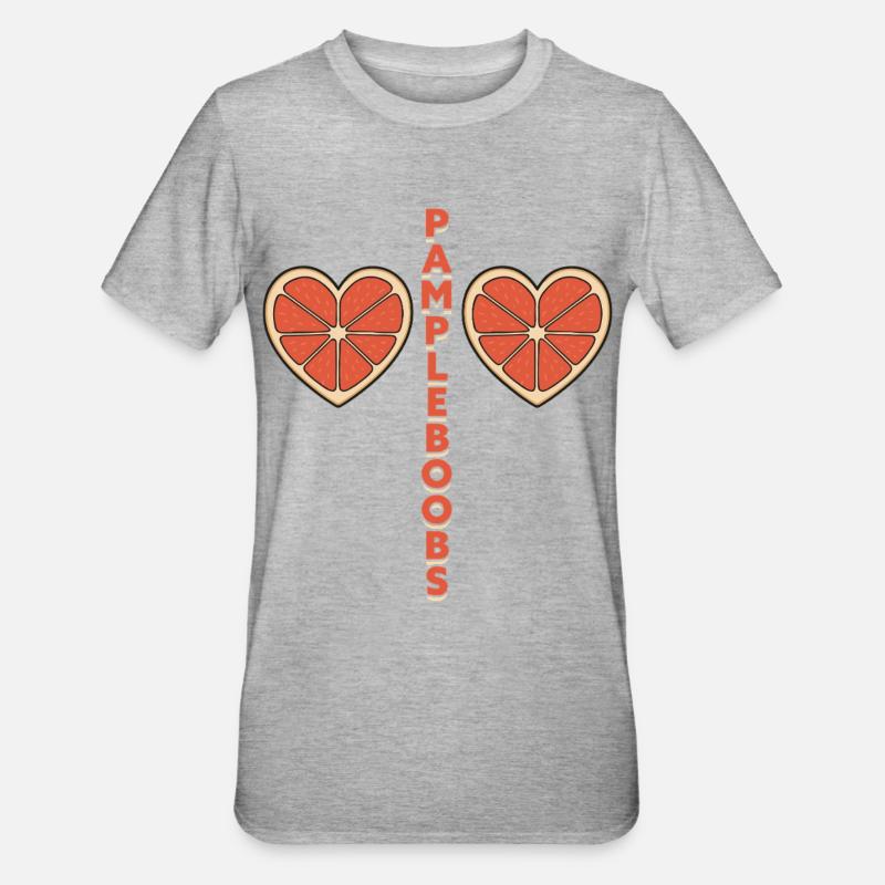 Pampleboobs – Fun design with grapefruit - Unisex Polycotton T-Shirt - heather grey