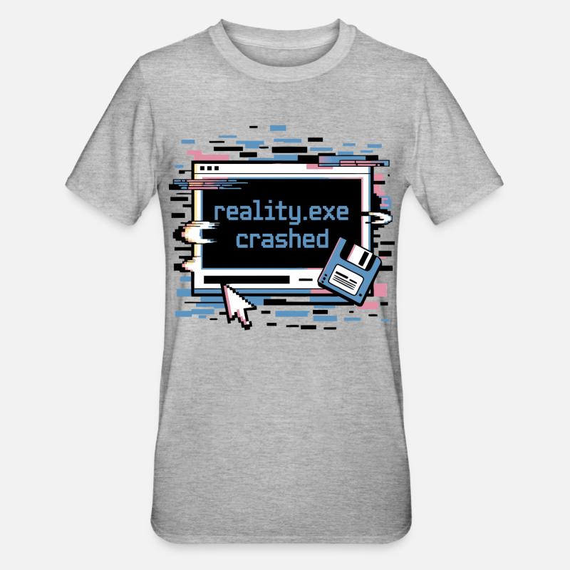 Reality.exe Crashed Retro Pixel Design - Unisex Polycotton T-Shirt - heather grey