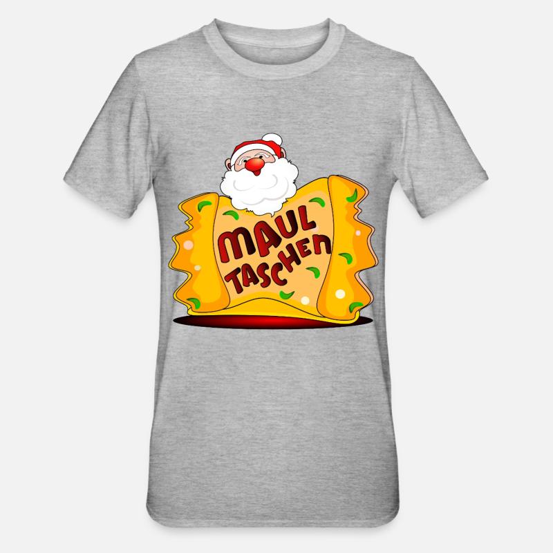 Dîner de Noël Maultaschen de Noël - T-shirt polycoton Unisexe - gris chiné