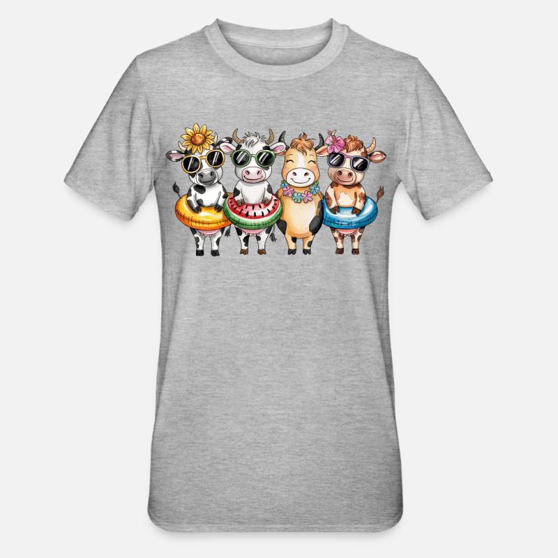 Sommer Kühe - Unisex Polycotton T-Shirt - Grau meliert