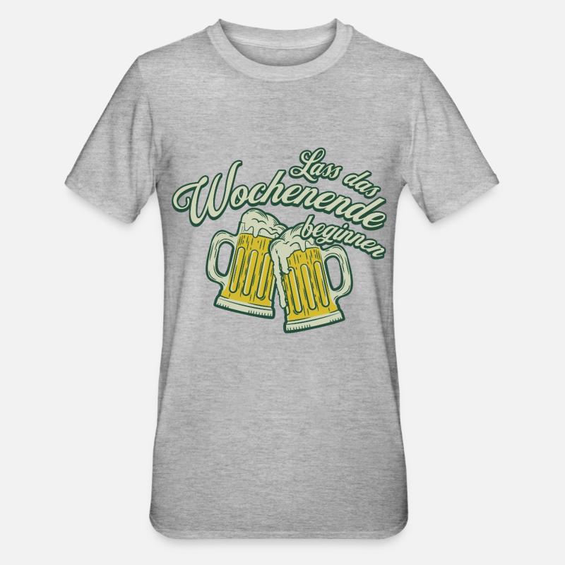 Toast du week-end, bière, alcool, hommes - T-shirt polycoton Unisexe - gris chiné