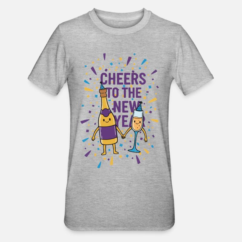 Prost auf die Neujahrsfeier - Unisex Polycotton T-Shirt - Grau meliert