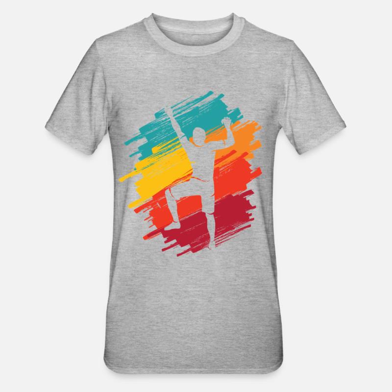Klettern Berge Retro Kletterer Bouldern - Unisex Polycotton T-Shirt - Grau meliert