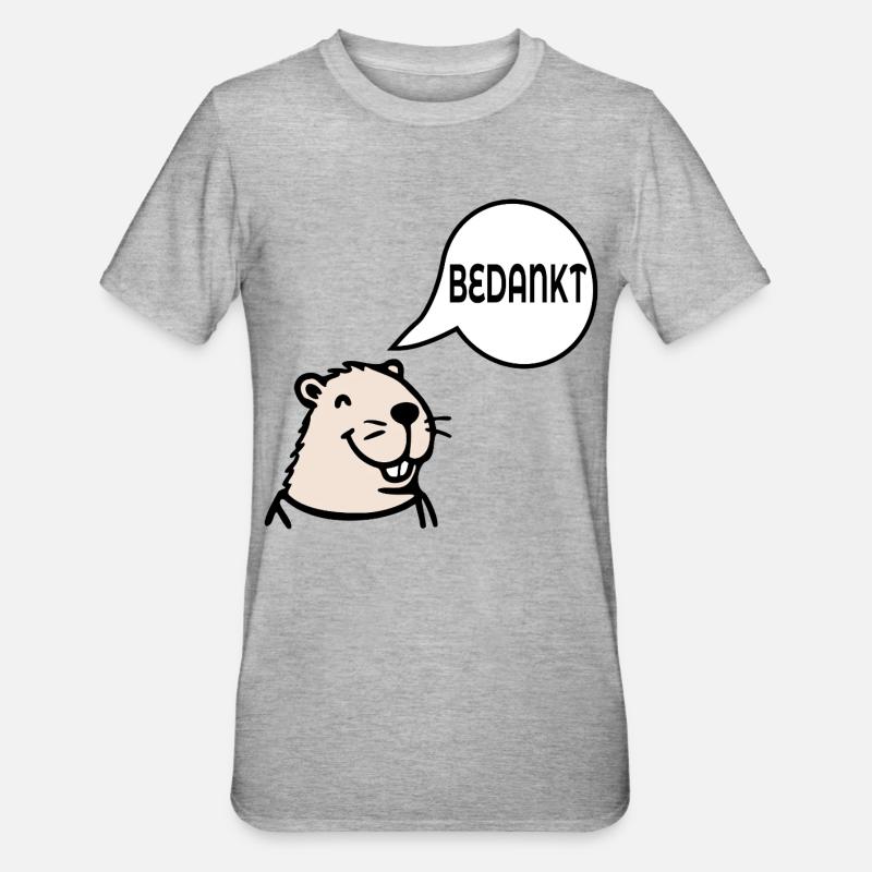 Capybara Merci - T-shirt polycoton Unisexe - gris chiné