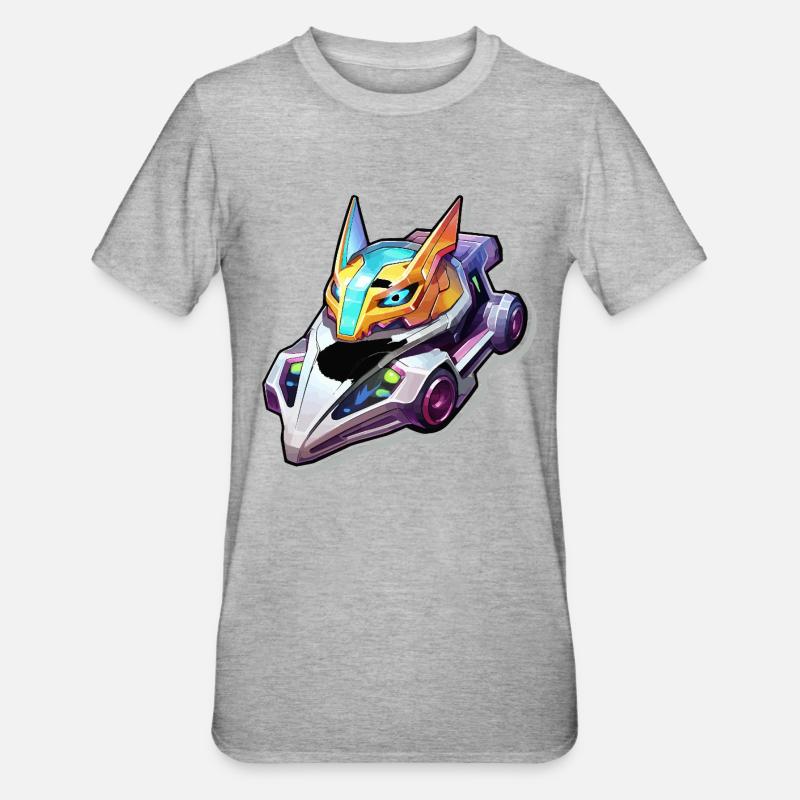 Casque de course néon style Dragon - T-shirt polycoton Unisexe - gris chiné