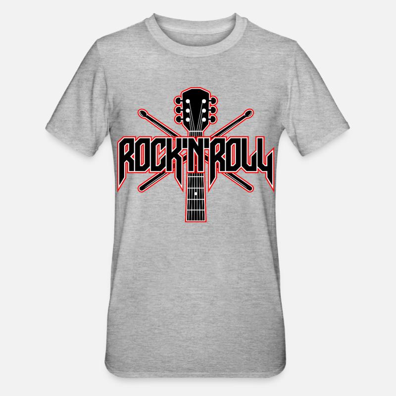 Rock 'N' Roll Guitar and Drumsticks - Unisex Polycotton T-Shirt - heather grey