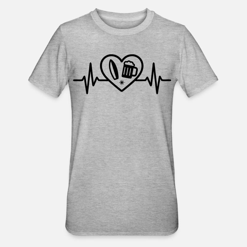 Bière de surf au cœur - T-shirt polycoton Unisexe - gris chiné