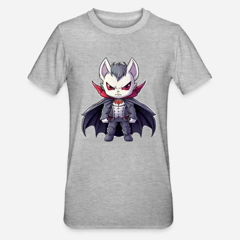 Chibi vampire in suit with cape - Unisex Polycotton T-Shirt - heather grey