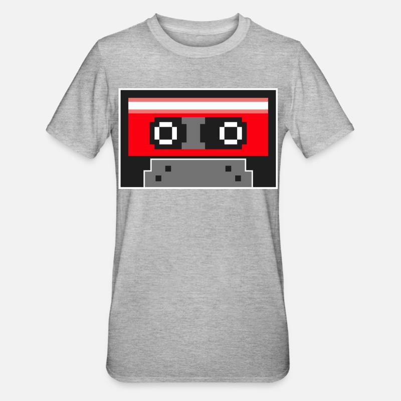 Pixel Art Cassette Tape - T-shirt polycoton Unisexe - gris chiné