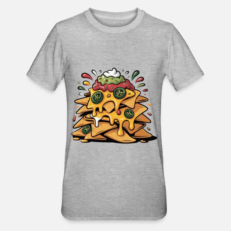 Cheese Nacho Tower Explosion - Unisex Polycotton T-Shirt - heather grey