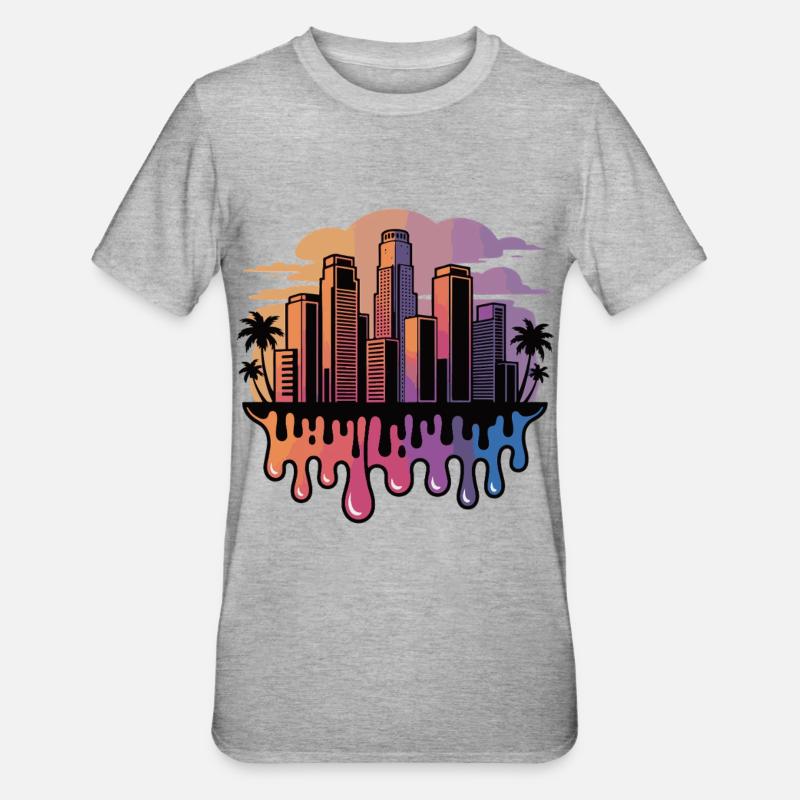 Gradient Skyline Drops - Unisex Polycotton T-Shirt - heather grey