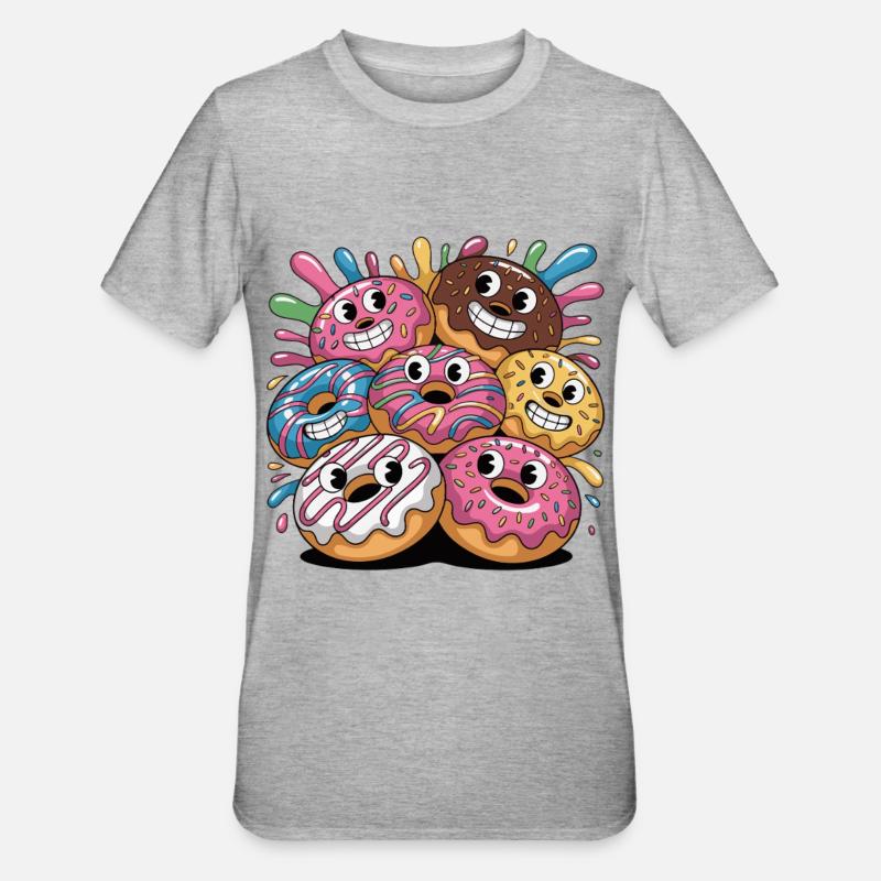 Troupe hétéroclite de donuts - T-shirt polycoton Unisexe - gris chiné