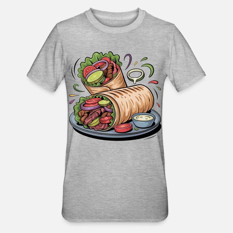 Bunte Gemüse-Wrap Kunst - Unisex Polycotton T-Shirt - Grau meliert