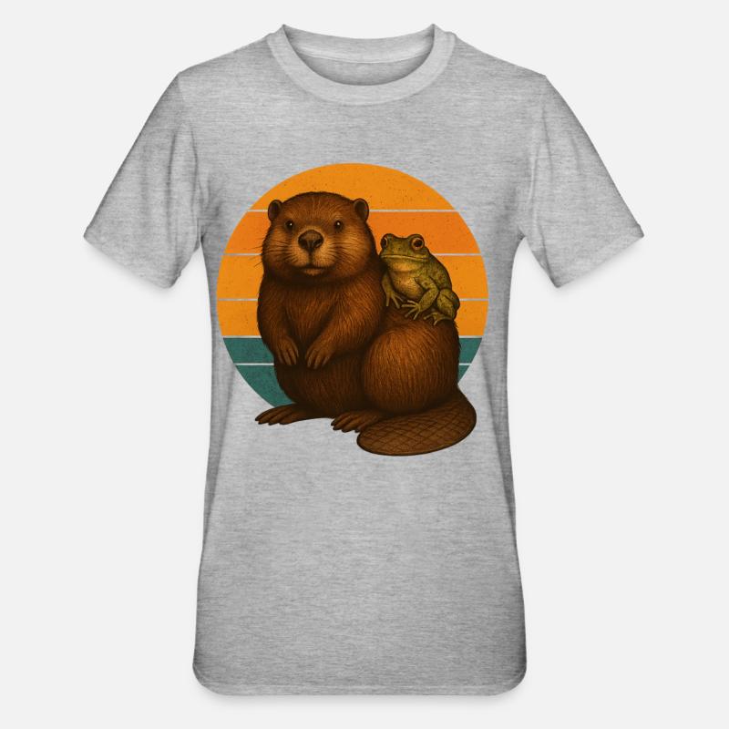 Castor et grenouille - T-shirt polycoton Unisexe - gris chiné