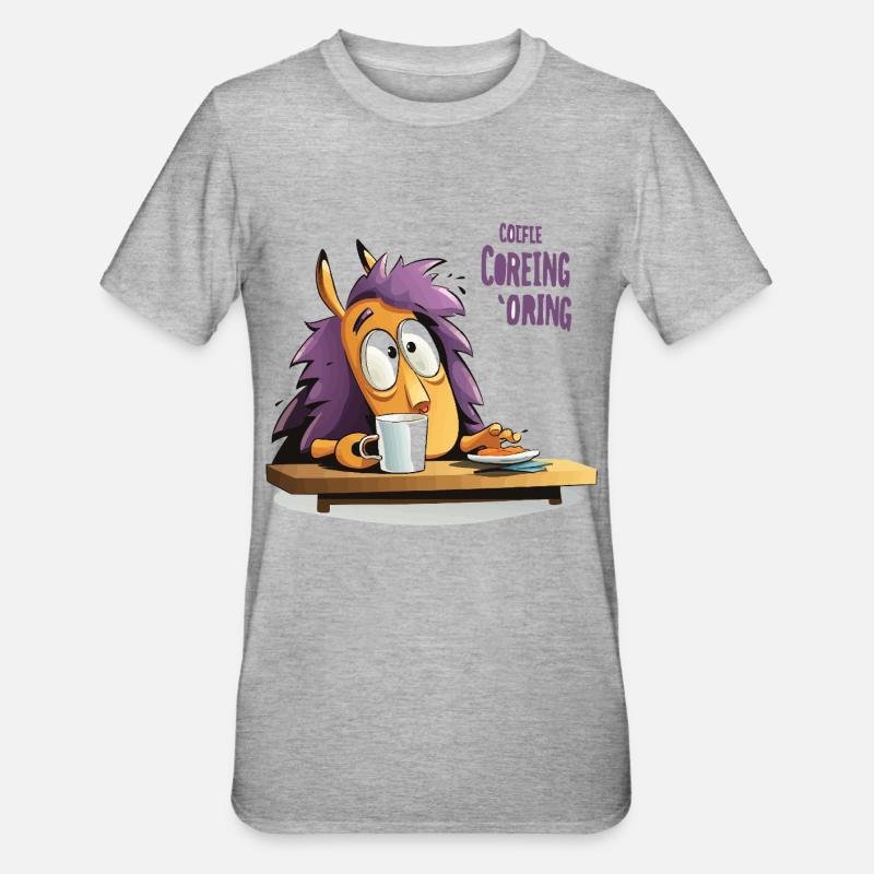 Kaffee Igel am Morgen - Unisex Polycotton T-Shirt - Grau meliert