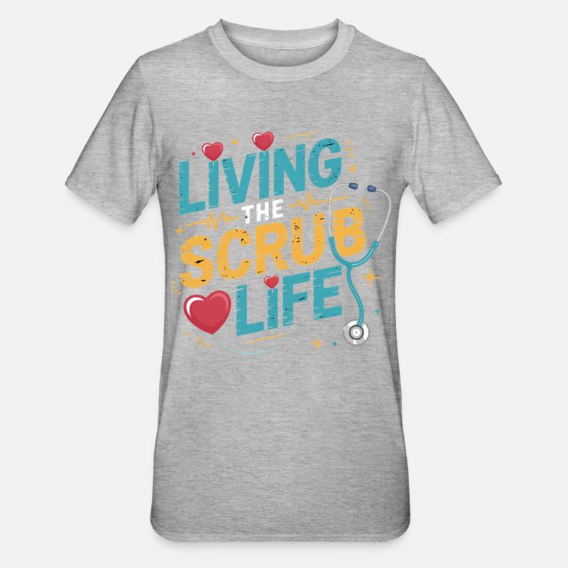 Leben im Scrub-Leben - Unisex Polycotton T-Shirt - Grau meliert