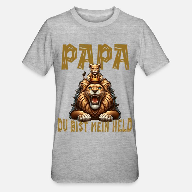 Papa, tu es mon héros - T-shirt polycoton Unisexe - gris chiné