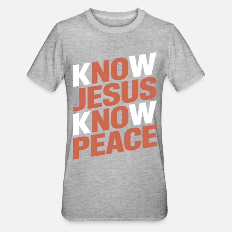 Connais Jésus, connais la paix - T-shirt polycoton Unisexe - gris chiné