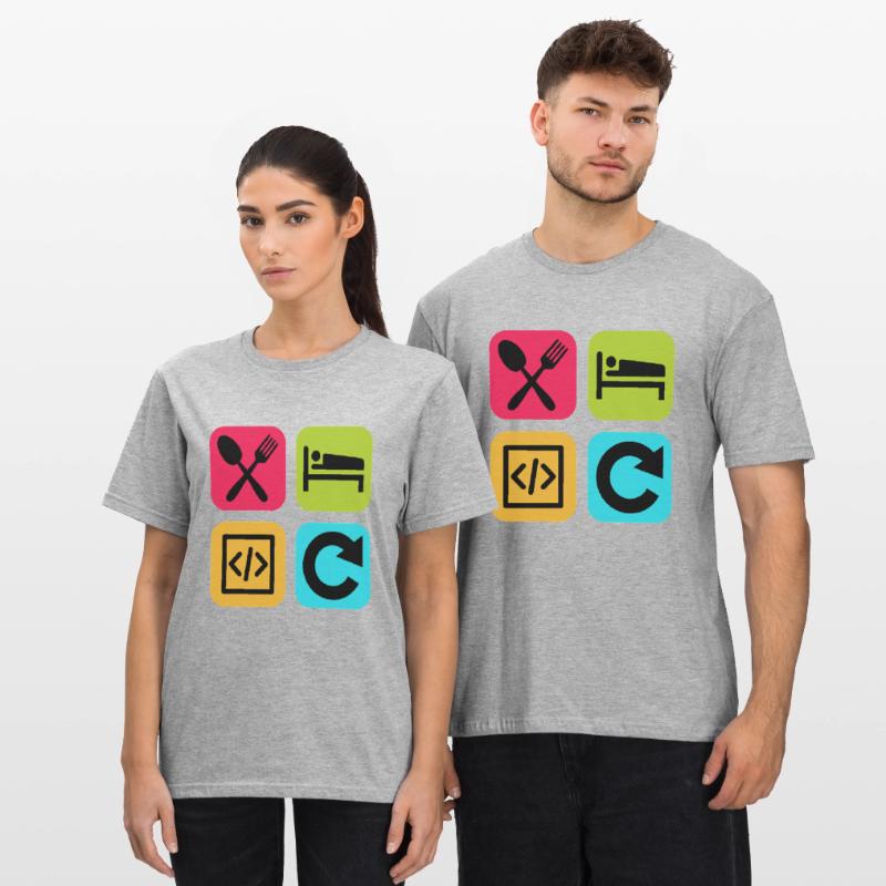 Manger Dormir Code Répéter Citation drôle Dev T-shirt polycoton Unisexe