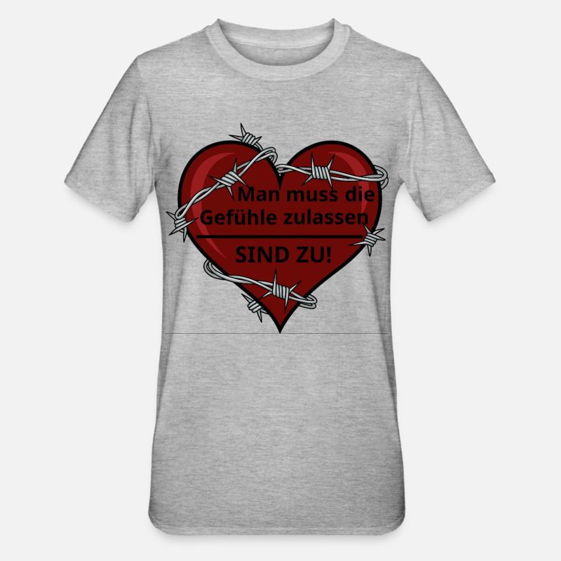 Sarkastisches Herz mit Stacheldraht - Unisex Polycotton T-Shirt - Grau meliert