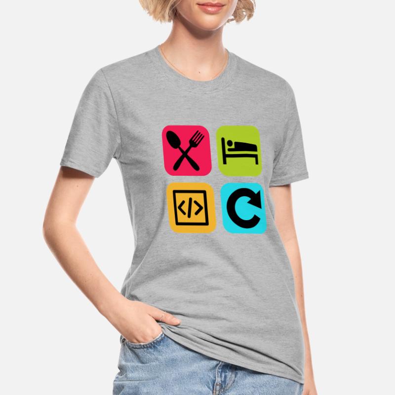 Manger Dormir Code Répéter Citation drôle Dev T-shirt polycoton Unisexe