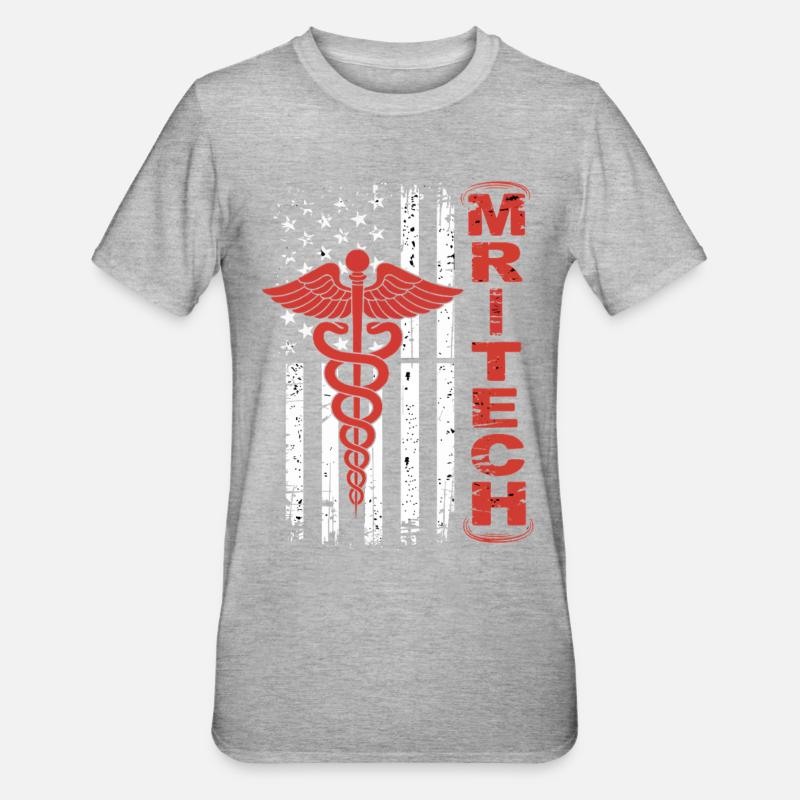Drapeau Caducée rouge de MedTech - T-shirt polycoton Unisexe - gris chiné