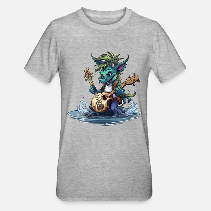 Guitariste du Dragon de l’Eau - T-shirt polycoton Unisexe - gris chiné